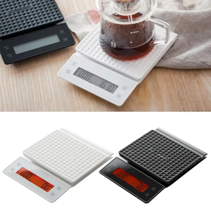 

OOTDTY 3kg/0.1g Drip Coffee Scale with Timer Electronic Digital Kitchen Scale LCD Scale A5YD