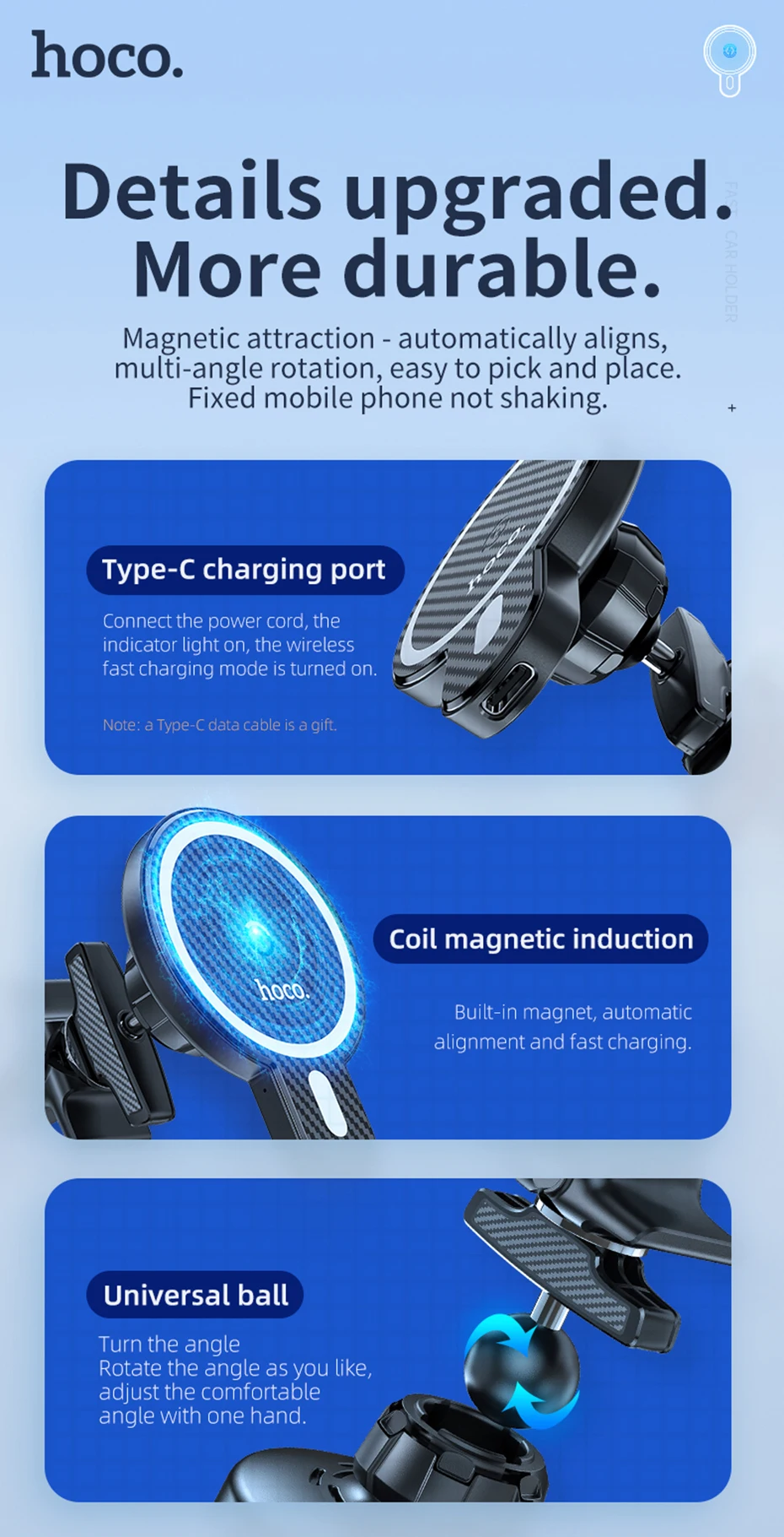 cell phone holder for car Hoco Magnetic Wireless Car Charger For iPhone 12 Pro Max 12Mini Air Vent Magnet Adsorbable Phone Car Holder For iPhone 12 Series mobile stand for home