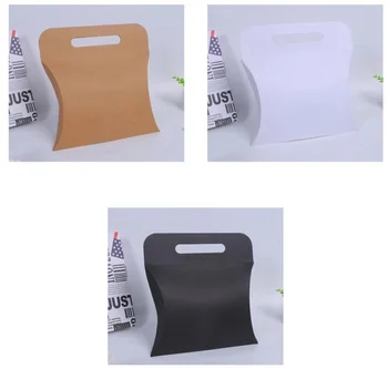 

20pcs blank Handmade folding box with handle Big pillow box portable pillow box kraft/white/black candy box portable gift box