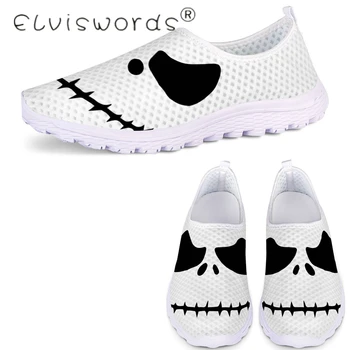 

ELVISWORDS The Nightmare Before Christmas New Leisure Shoes Men Skull Jack Skellington Printed Spring Summer Mesh Sneakers