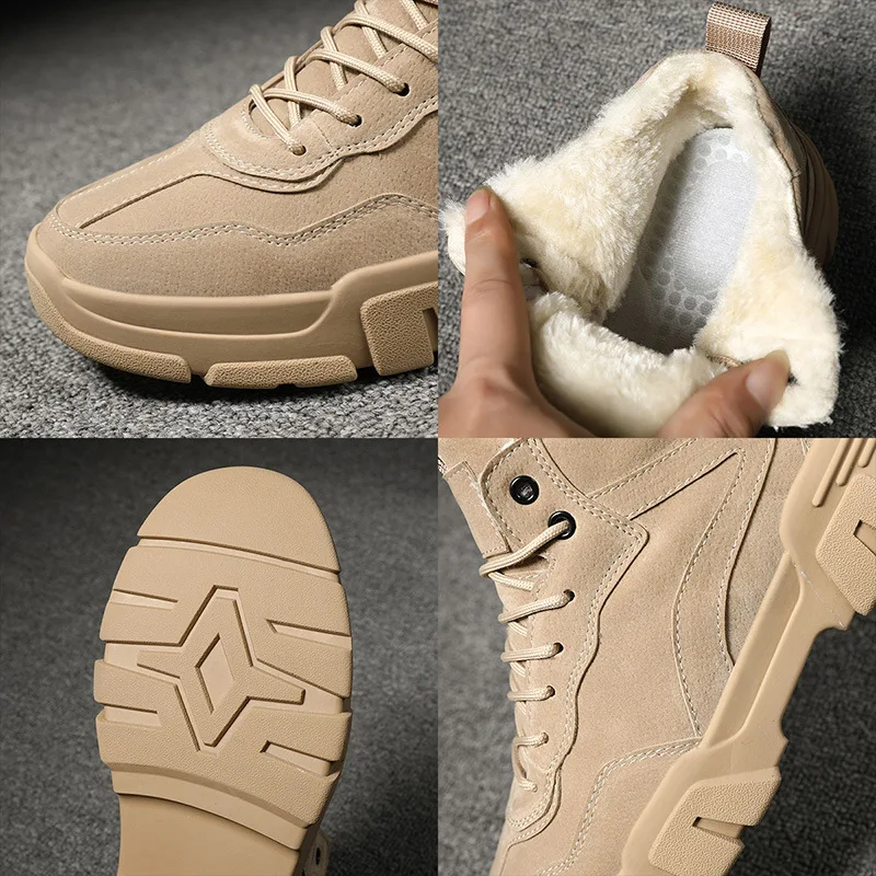 

Martin Boots Men's Winter plus Velvet Korean-style England Shoe Men's Trendy Shoes Sports Outdoor Work Shoes Warm High Cotton-pa