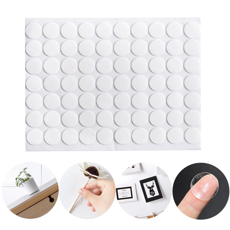 

70pcs/sheet Double Sided Magic Adhesive Tape Round Clear Acrylic Sticker Household Waterproof Small Film Sticker