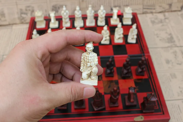 Большой размер 40x33 см Международная шахматная игра деревянные шахматы стандартные складные образовательные антикварные терракотовые шахматы пешка как подарки