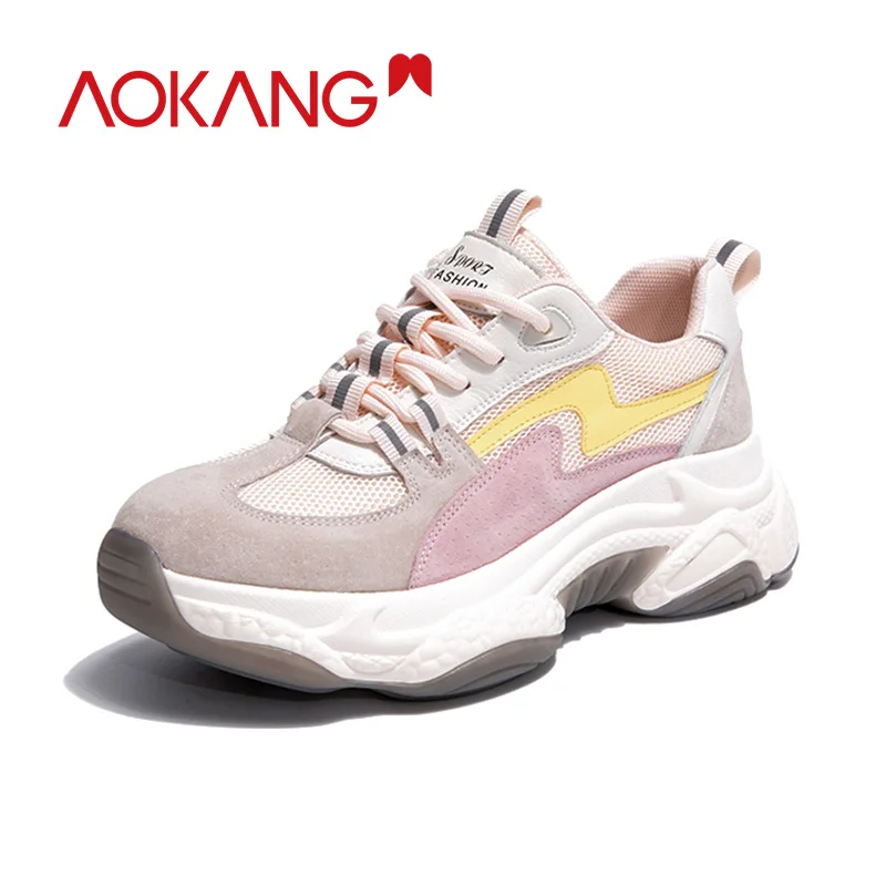 Кроссовки AOKANG на массивной платформе из вулканизированной кожи обувь для