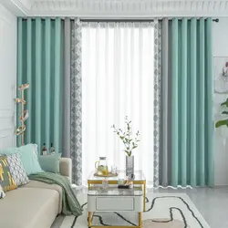 Chenille Seamless Stitching Modern Minimalist Full Shading Curtains for Living Dining Room Bedroom