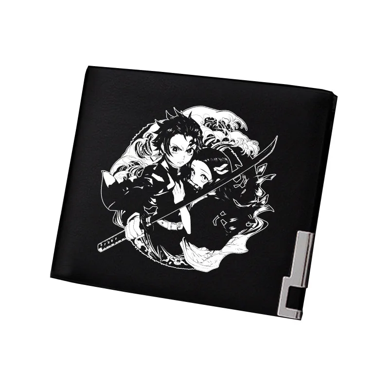 

Demon Slayer: Kimetsu no Yaiba Anime Student Short Purse Pu Leather Slim Wallet Kamado Tanjirou ID Card Holder Money Clutch Bag