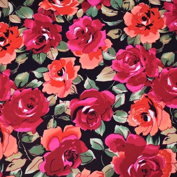 

2020 KPOP Black bottom rose twill cotton fabric for dress tissu african bazin riche getzner tissus telas por metro patchwork DIY
