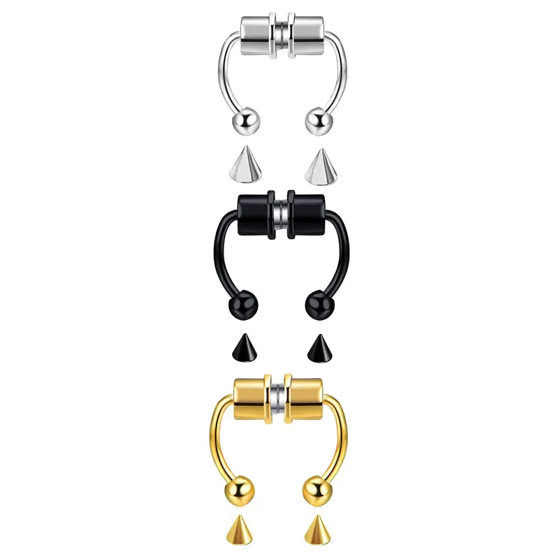 2021 New Nose Ring Reusable Alloy Fake Magnetic False Horseshoes Non Piercing Hoop Jewelry for Party Bar | Украшения и аксессуары
