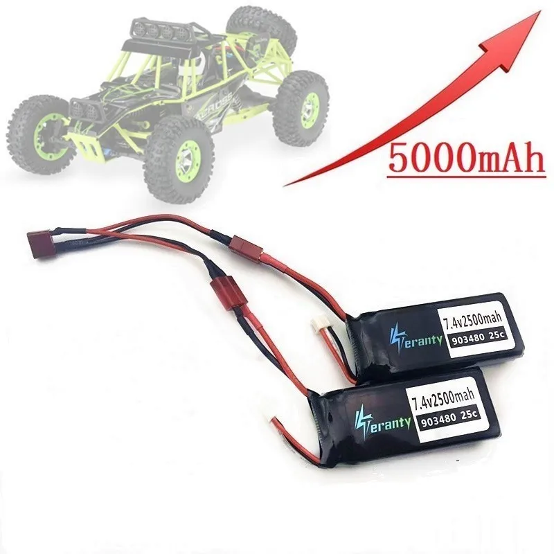Обновленная литий полимерная батарея 4000 мАч 5000 7 4 В для Wltoys 12428 12423 запчасти