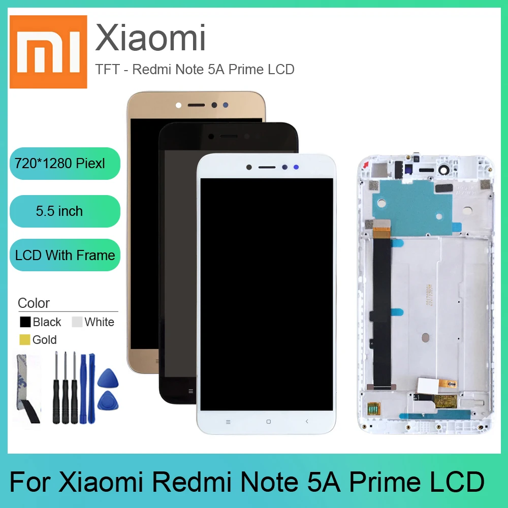 

5.5"For XiaoMi Redmi Note 5A Prime 3GB/32GB LCD Display+Touch Screen Digitizer Assembly With Frame+Tools Glass Panel Sensor