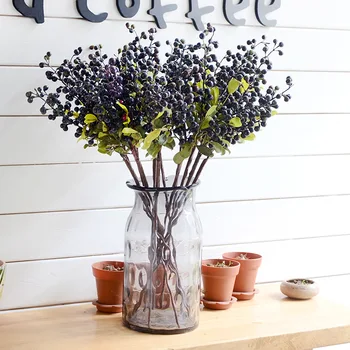 

New Chinese Style Home Decoration Model Blueberry Fruit Berry Wedding Road Lead Decorative Model Quad-Berry Artificial Flower