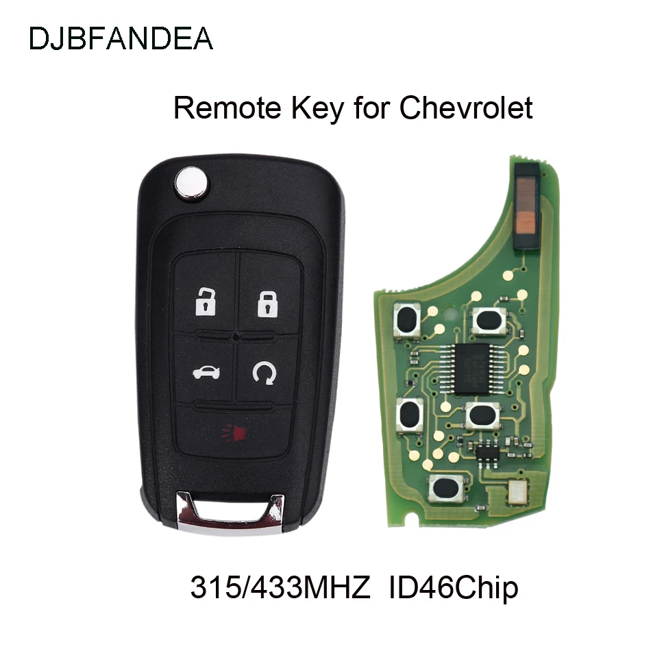 DJBFANDEA 5 кнопочный складной дистанционный ключ брелок от машины для Chevrolet Camaro Cruze
