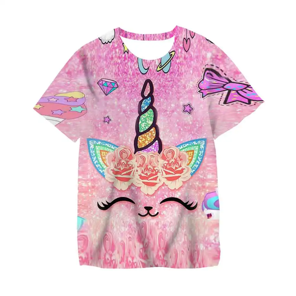 New Kids Girls T-shirts Unicorn T Shirt 3 4 5 6 7 8 9 10 11 12 13 14 Years Old Children Clothing Girl Tops Tee Unicorno Clothes | Детская