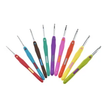 HTHL-9Pcs набор крючков для вязания крючком премиум класса, эргономичные мягкие ручки, лучше всего подходят для артритных рук 2,0-6,0 мм, крюковые иглы для вязания своими руками