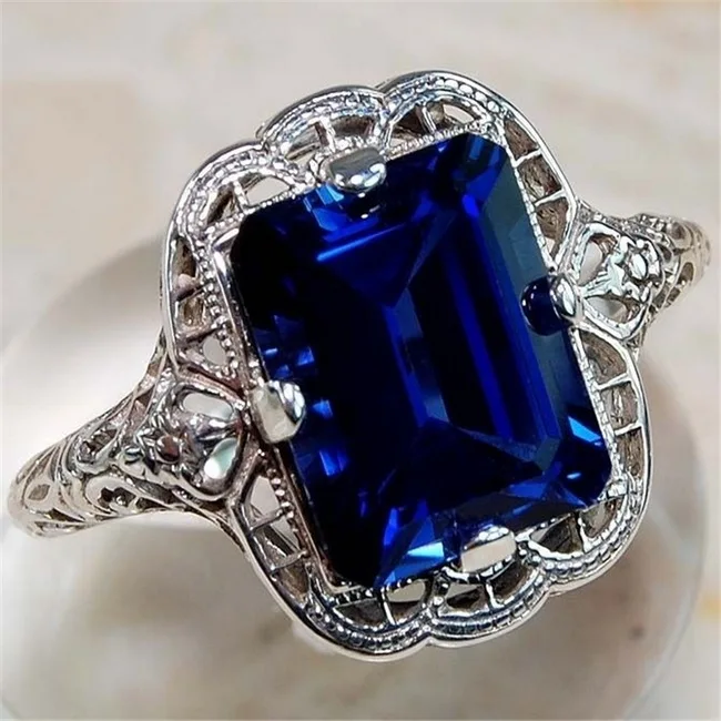 Роскошный бренд, большой голубой камень, кольцо, очаровательное ювелирное изделие для женщин, CZ обручальные кольца, обещающее обручальное кольцо для мужчин, Женские аксессуары O4K104 - Цвет основного камня: Ring H558