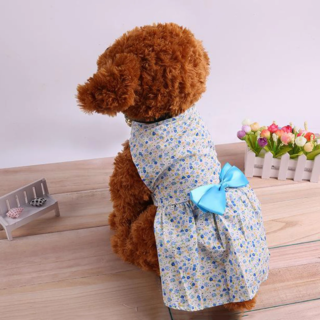 Pet Dress Puppy Cats Skirt Costume Floral Clothes Wedding Birthday Fancy Dress Outfit, Fashion & Cute