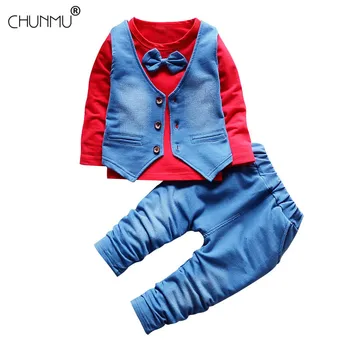 

Autumn Children Boys Clothing Sets Gentleman Kid Boys Clothes Sets Cotton Long Sleeve Top Vest Pants 3pcs Toddler Clothes Suit