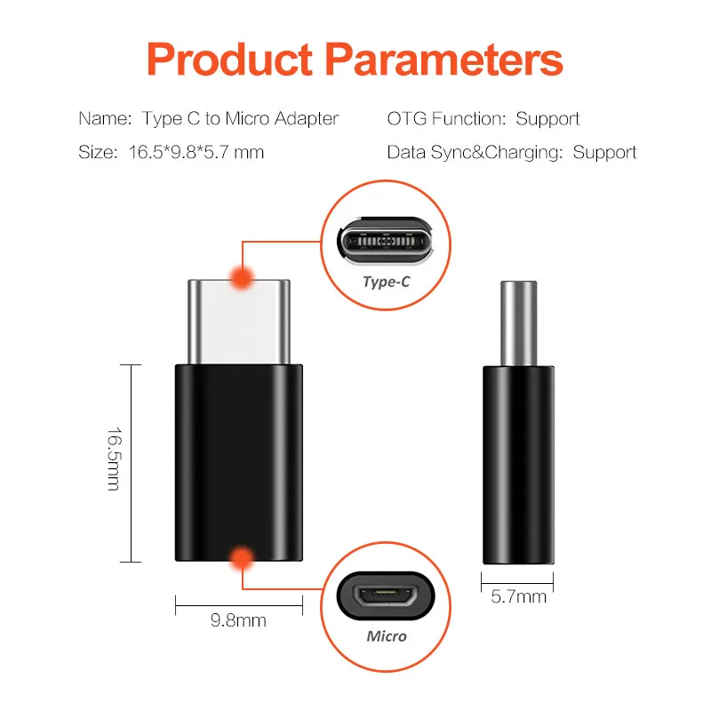 Type C к Micro USB адаптер OTG конвертер для samsung s8 huawei P10 P9 зарядное устройство для трансмиссии разъем