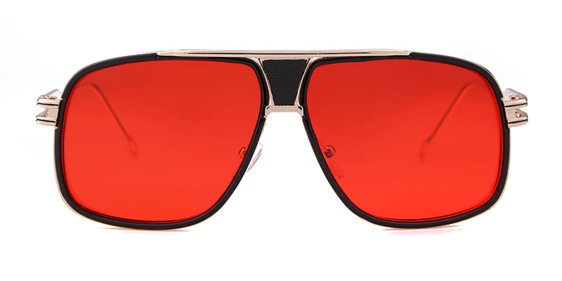 WHO CUTIE классические красные Квадратные Солнцезащитные очки для мужчин трендовые Роскошные брендовые Брэд Питт стильные мужские Grandmaster плоские солнечные очки OM129 - Цвет линз: C9 red