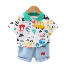 New Summer Baby Cartoon Clothes Suit Children Boys Girls Cotton T Shirt Shorts 2Pcs/sets Kids Infant Clothing Toddler Sportswear