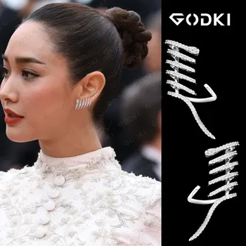 

GODK Famous Snake Designs Climbers Stud Earring For Women Accessories Full Cubic Zircon Earrings pendientes mujer moda