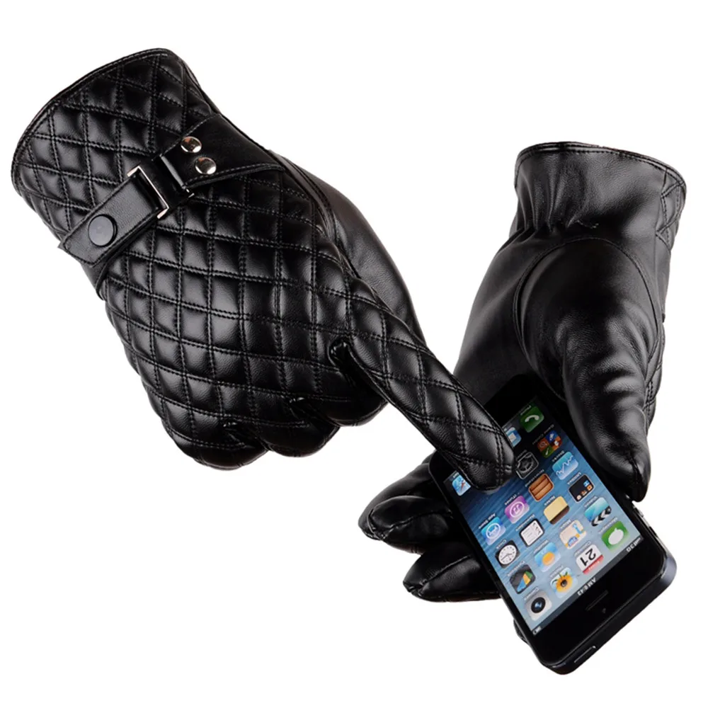 2020 Spring Winter New Men's Windproof Waterproof Bicycle Leather Slip Plus Velvet Thickening Gloves touch screen gloves men#O30 |