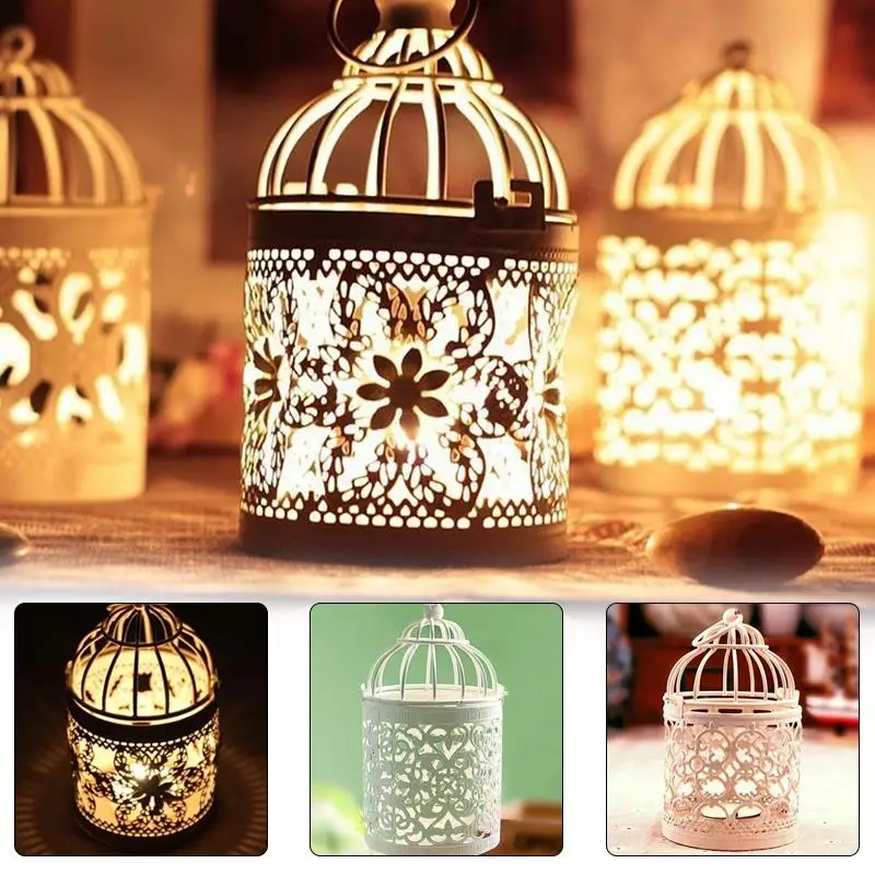 Bird Cage White Candleholder Desk Decoration Holder Light Decor Party Decorations Candlestick Hollow out Wedding Metal Tea