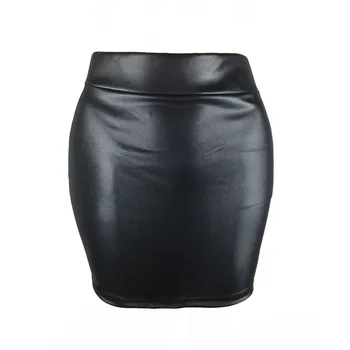 

Spring Summer Casual PU Leather Skirt Women Elegant Zipper Mini A-Line Skirt Lady Skinny High Waist Skirts Black