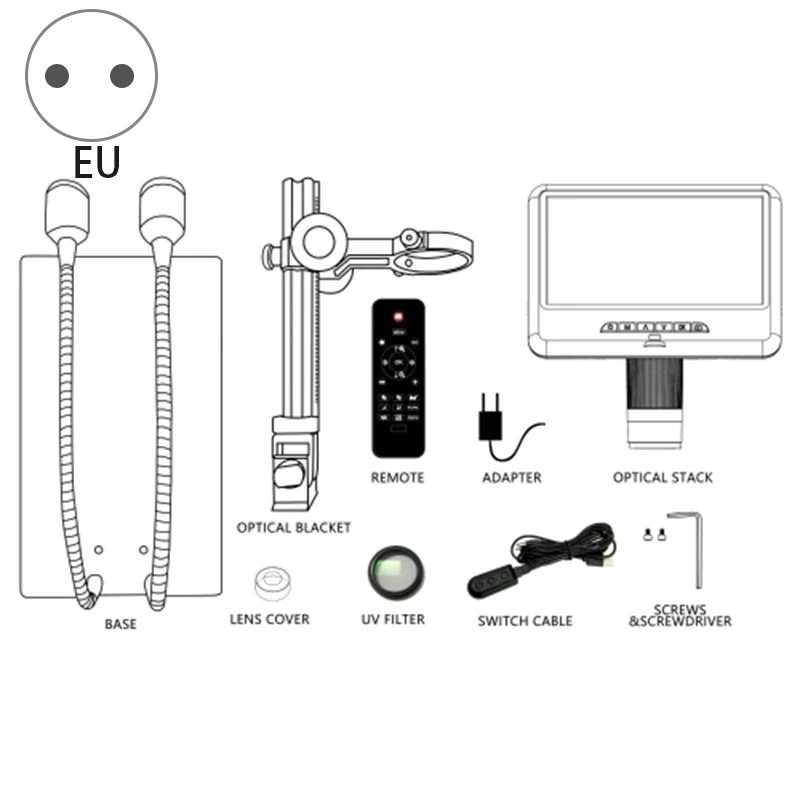 AD206 7 дюймов ЖК дисплей Экран 2.0MP 200X Цифровые микроскопы производственного
