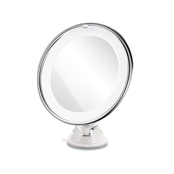 

8 Inch Magnifying LED Tabletop Round Makeup Cosmetic Mirror with Sucker (White)