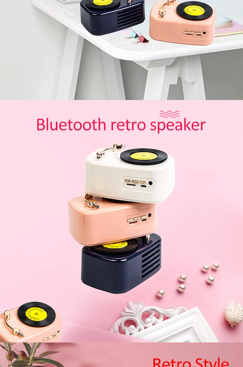 Портативный мини-динамик в стиле ретро с Bluetooth, мультяшный музыкальный плеер для улицы, стерео громкий динамик s, FM, TF, беспроводной bluetooth-динамик
