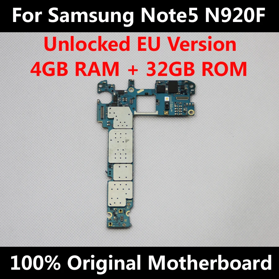 Для samsung Note 5 N920F N920T N920A N920G N920I N920V 32 Гб материнская плата с чипами IMEI оригинальная логическая плата разблокировки ОС Android