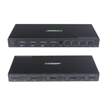 

4 Ports HDMI KVM Switcher 4 IN 1 Out HDMI USB Switch Splitter for Sharing Monitor Keyboard Mouse Adaptive EDID/HDCP Decryption