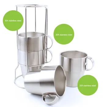 

1 Set 4Pcs 300ML Stainless Steel Camping Cup Mug Outdoor Camping Hiking Folding Portable Tea Coffee Beer Cup