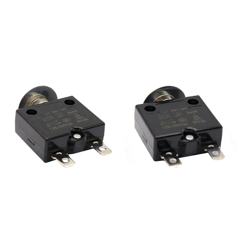 

2 Pcs Circuit Breaker 12V/24V Push Button Resettable Thermal Circuit Breaker Panel Mount with Waterproof Cap , 30A & 20A