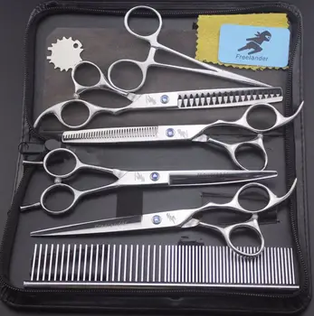 

7 inch Pet Dog scissors Set Professional pet grooming kit direct dense thinning scissors and curved pet grooming scissors