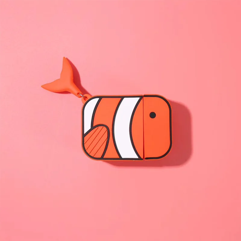 Red fish for 1 2 Милый силиконовый защитный чехол с 3D Китом для AirPods Pro 1/2 чехол для зарядки NC99 - Цвет: Red fish for 1 2