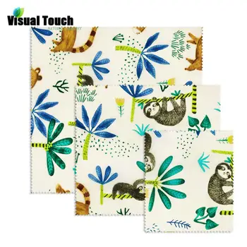

Visual Touch Zero Waste 100% Organic Cotton FDA Certification Eco-Friendly Beeswax Wrap Food Wraps Fresh Cloth Sloth Mouse Mice