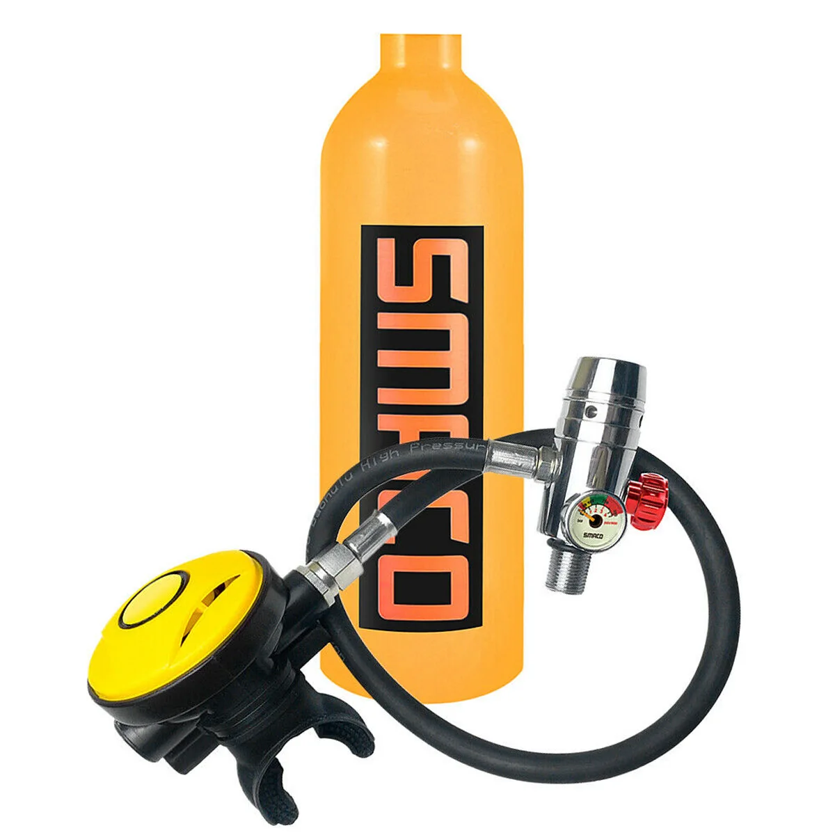 SMACO Mini Scuba 1L Oxygen Cylinder Respirator Refill Adapter Diving Air Tank Set Snorkeling Breath Equipment with Storage Pouch