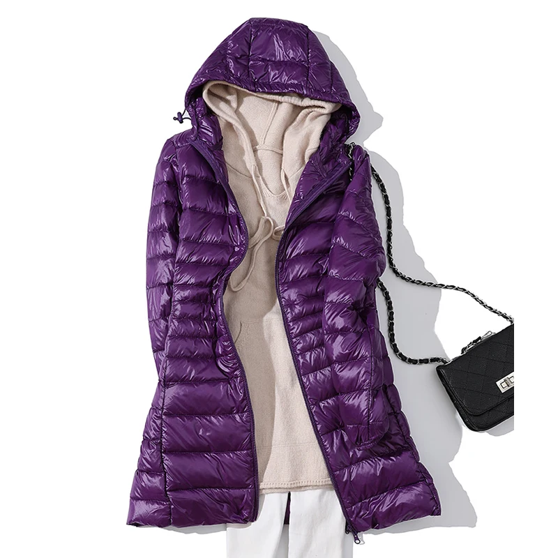0-10℃ Women Puffer Jackets Ultralight Duck Down Jacket 2024 Autumn Winter Portable Hooded Parka Coat Windproof Outwear 6XL 7XL 5