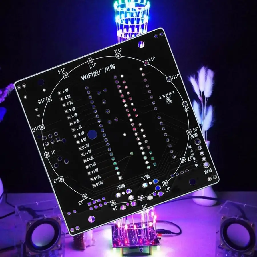 WiFi Bluetooth DIY светодиодный светильник Canton Tower люкс беспроводной пульт дистанционного управления электронный набор музыкальный спектр паяльные наборы