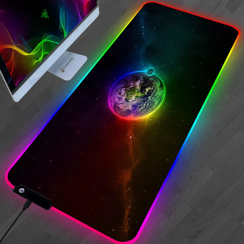 thumbnail image 1 of Alfombrilla de ratón RGB Galaxy Milky Way Kawaii Accesorios para juegos XL Alfombra PC Gamer Completo Computadora Varmilo Teclado Alfombrilla de escritorio Alfombrilla de ratón, 1 of 5