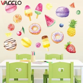 

Vacclo Ice Cream Macarons Donut Wall Stickers Bedroom Window Decoration Stickers Children Room Cartoon Wall Declas Wallpaper
