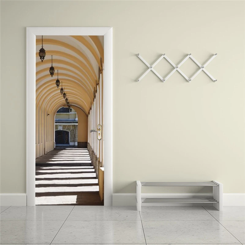 

Self-adhesive architectural corridor art door sticker home decoration door cover wall sticker mural porch wallpaper poster