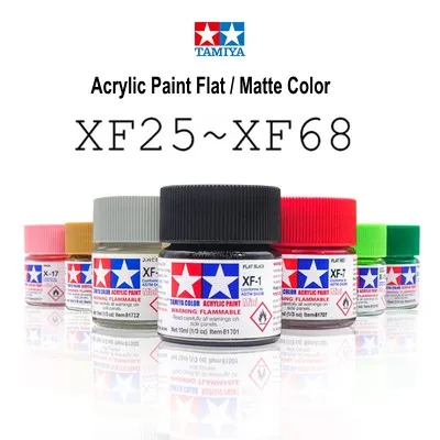 10ml Tamiya Water-Soluble Acrylic Paint  XF25-XF68 Flat/Matte Colors Painting For Gundam Model Brush Spray Painting DIY 1