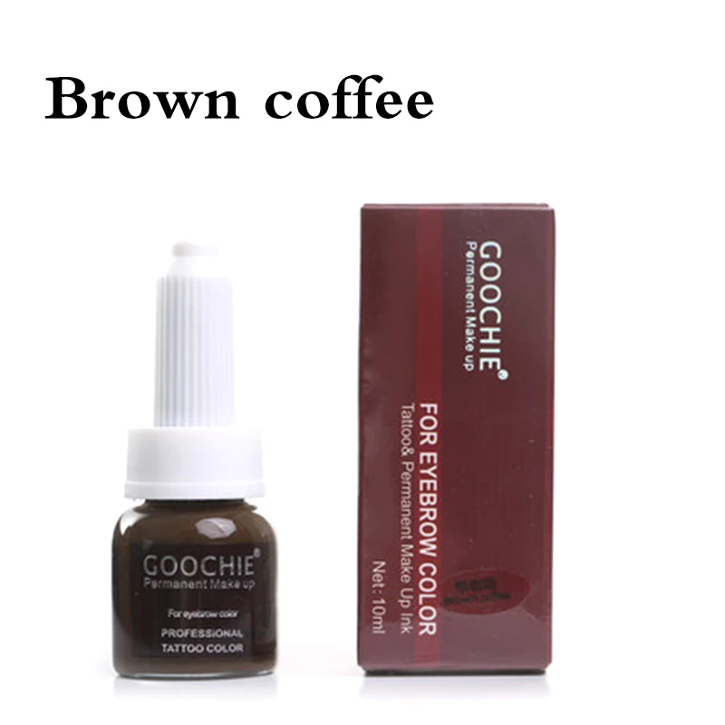 Brown coffee 1 шт. GOOCHIE микроблейдинг пигмент Перманентный макияж бровей губ пигмент 6 цветов татуировки чернила бровей пигмент для тату машины чернила - Цвет: Brown coffee