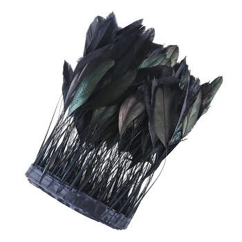 

Wholesale Black feathers Natural Stripped Coque Rooster Tail Feather Trims Width 10-18CM Dress Sewing Decorative feathers