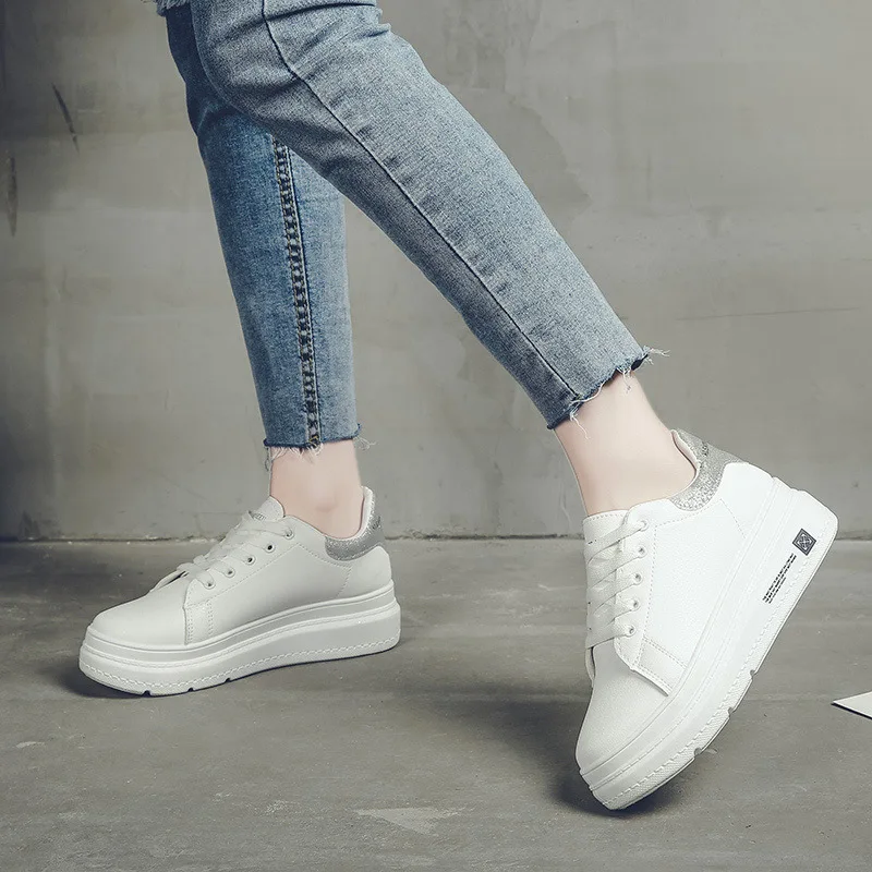 

8082-Skate Shoes Women's Korean-style Ulzzang Harajuku Versatile Gloria Tang Celebrity Style Students White Shoes Daily Life Ath
