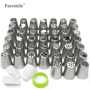

45 Paper Set Russia Nozzle Squeeze Pastry Tip Suit Stainless Steel Nozzle Three-colour Converter