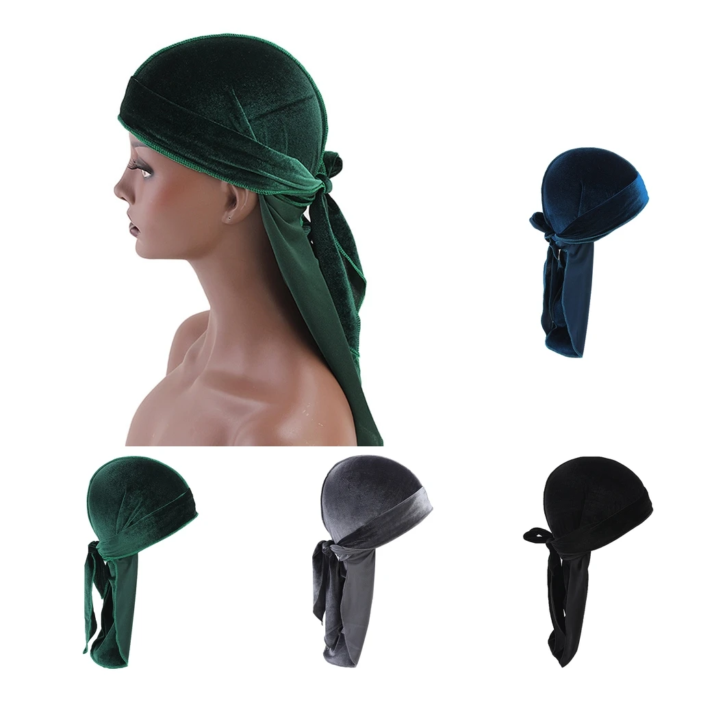 4 Pieces Premium Silky Men Women Durag Hat Wave Cap Casual Bandana Durag